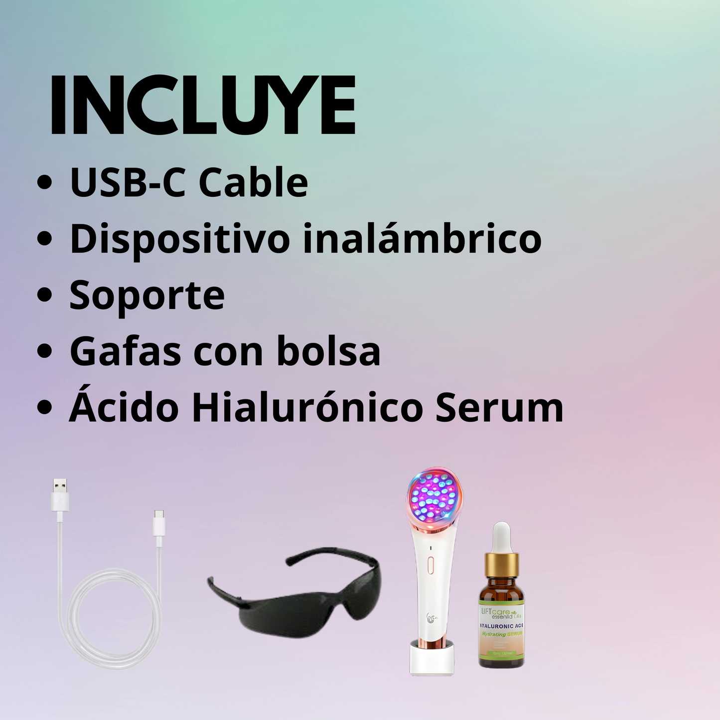 Dispositivo de Terapia de luz LED, antienvejecimiento + Serum Hialurónico