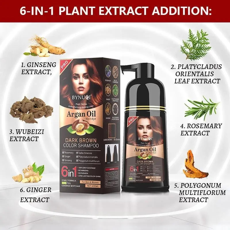 1 Box 6-In-1 Hair Dye Shampoo, Plant-Based Bubble Wash Hair Color with No Scalp Staining, Portable Natural Hair Dye, Hair Care & Styling Products, Hairdye Shampoo